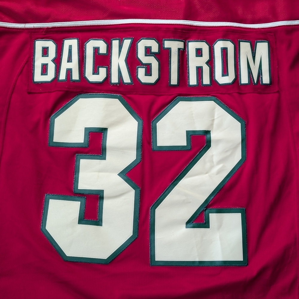 Reebok Minnesota Wild NHL Backstrom 32 Hockey Jersey Adult Size Large Red Green - Picture 4 of 12